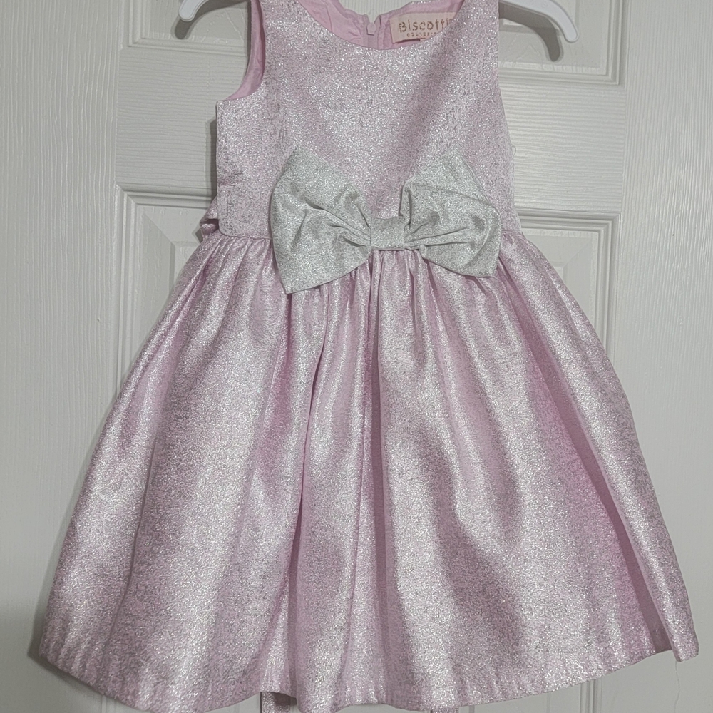 Biscotti Sparkling Pink Dress with Silver Bow